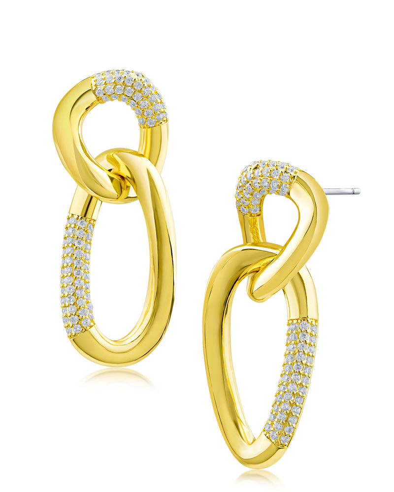 Pave Link Drop Earrings