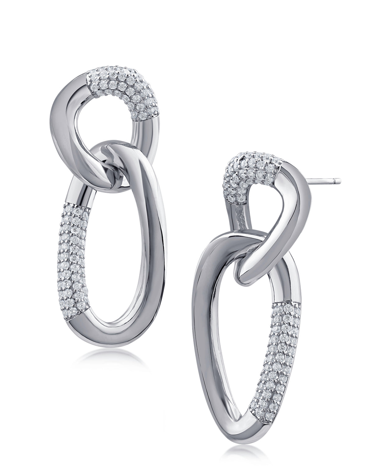 Pave Link Drop Earrings