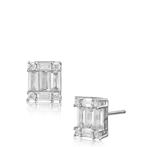 Pave Cubic Zirconia Double Marquise Drop Earring