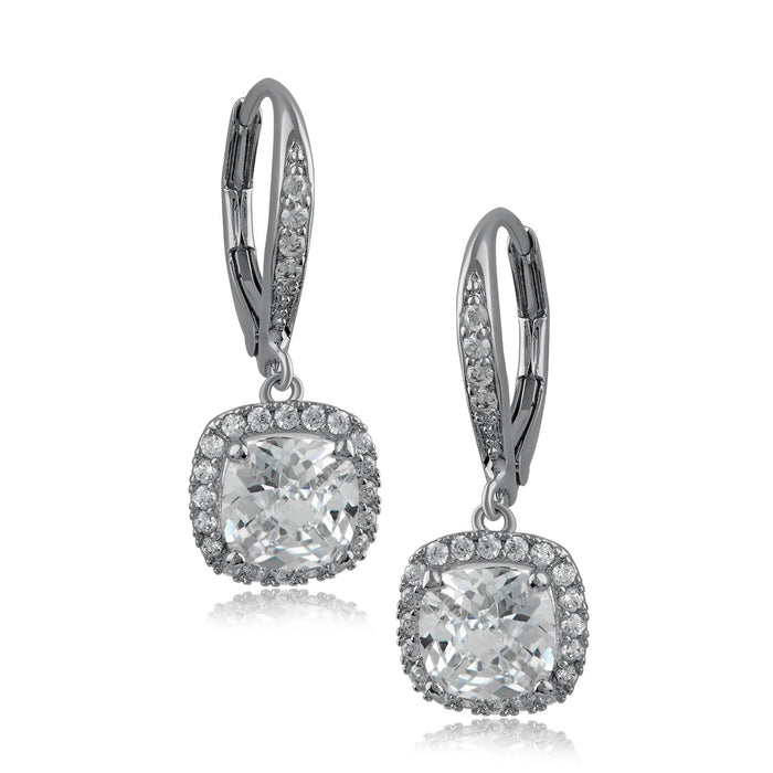 Cushion CZ Drop Earrings