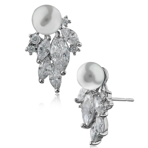Freshwater Pearl and CZ Earrings