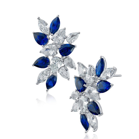 Delicate Aqua and Blue Sapphire Drop Earrings