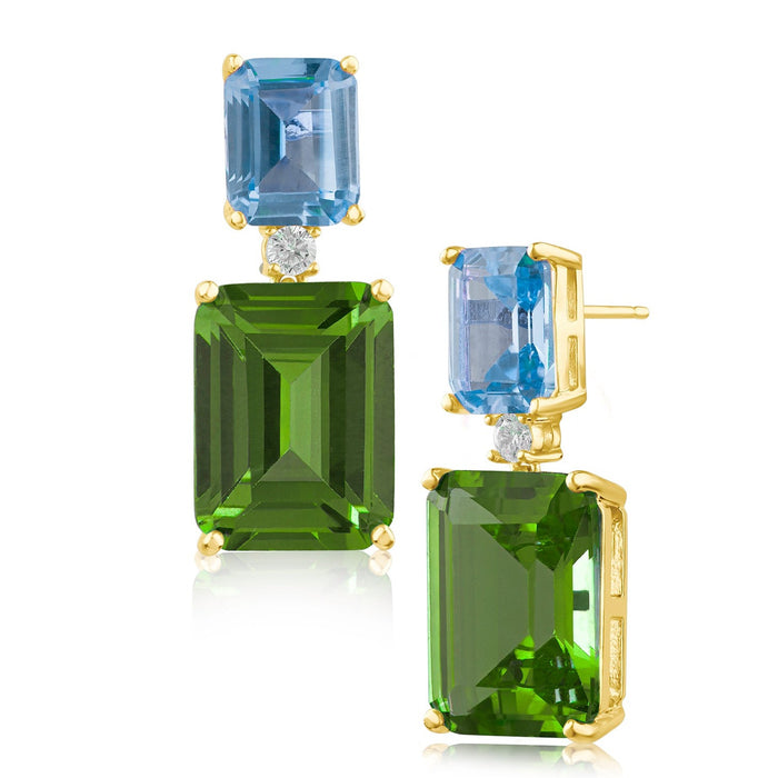 Peridot and Aqua Two Tone Earrings