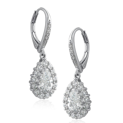 Round and Baguette CZ Fringe Earrings