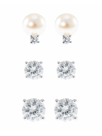 Baguette and Round CZ Earrings