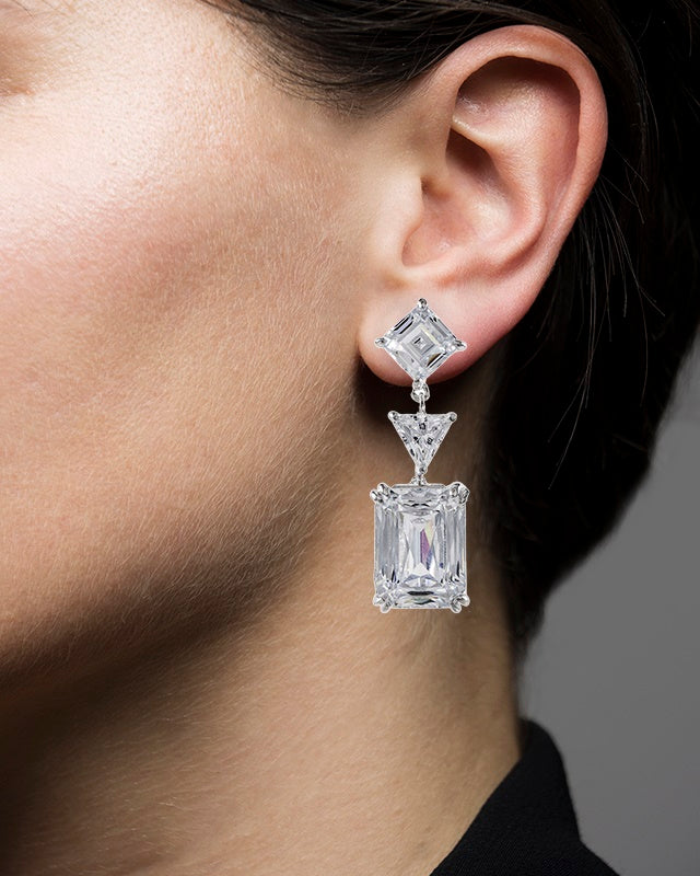 Multi Shape CZ Drop Earrings