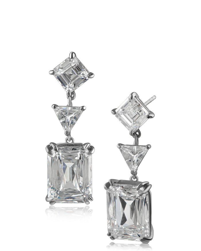 Multi Shape CZ Drop Earrings