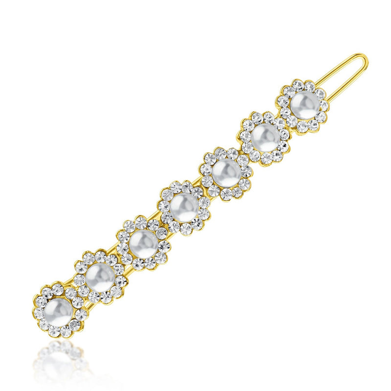 Glass Pearl and CZ Hair Pin