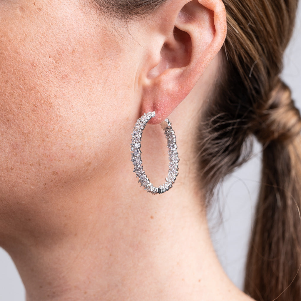 Round Cluster Hoop Earrings