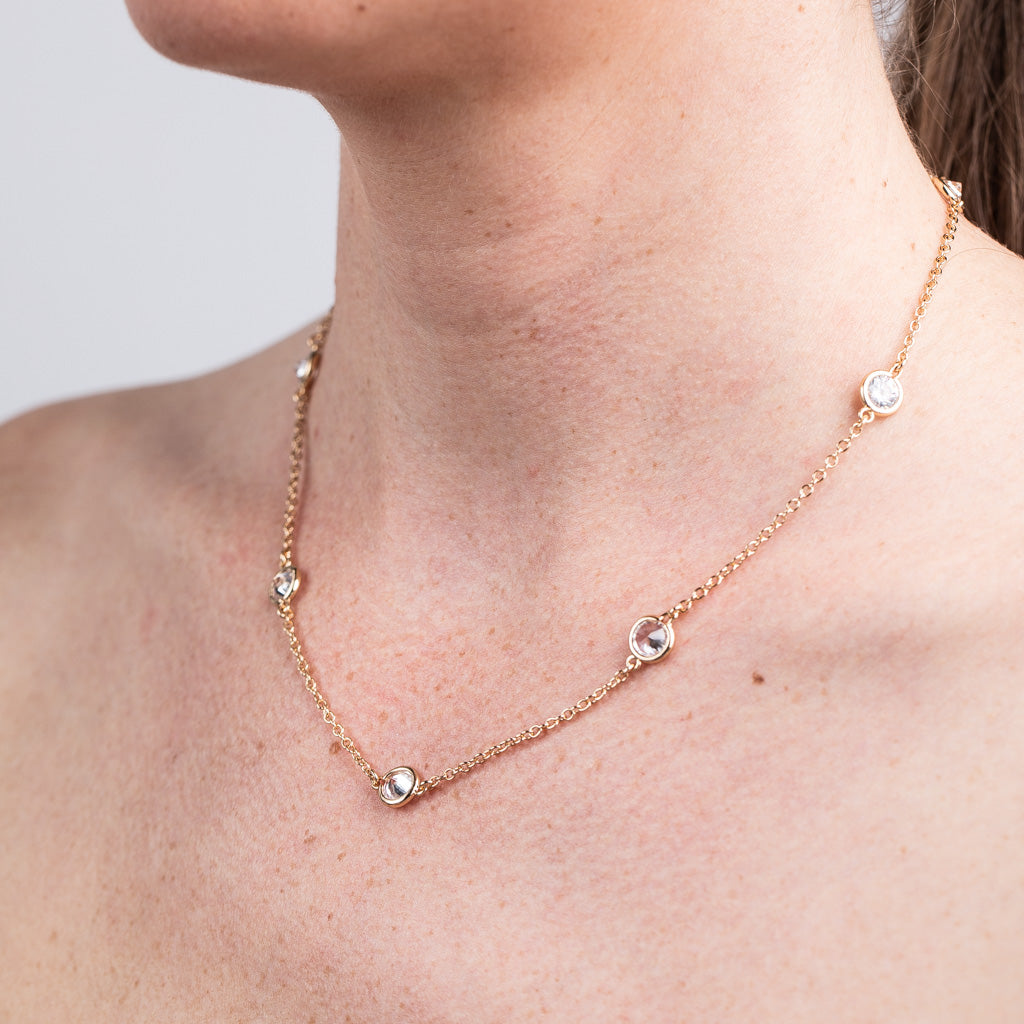 16" Yellow Gold Station Necklace