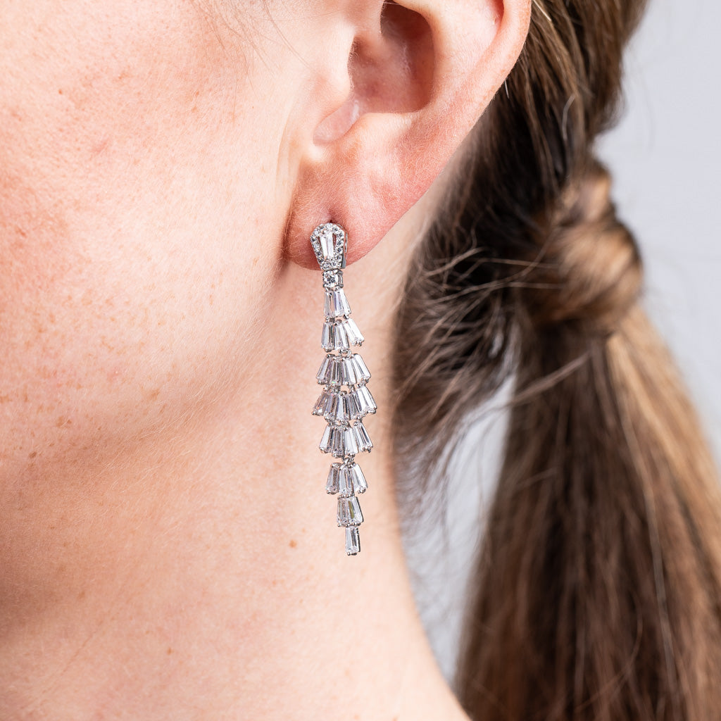 Tiered Baguette Drop Earrings