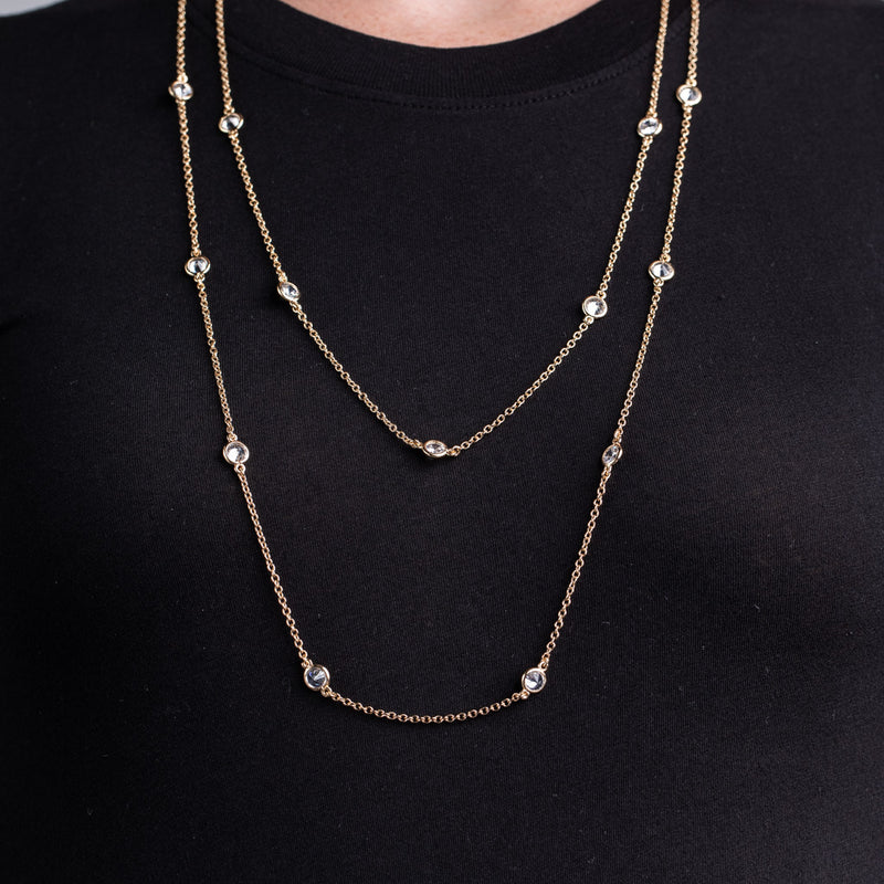 58" Yellow Gold Station Necklace