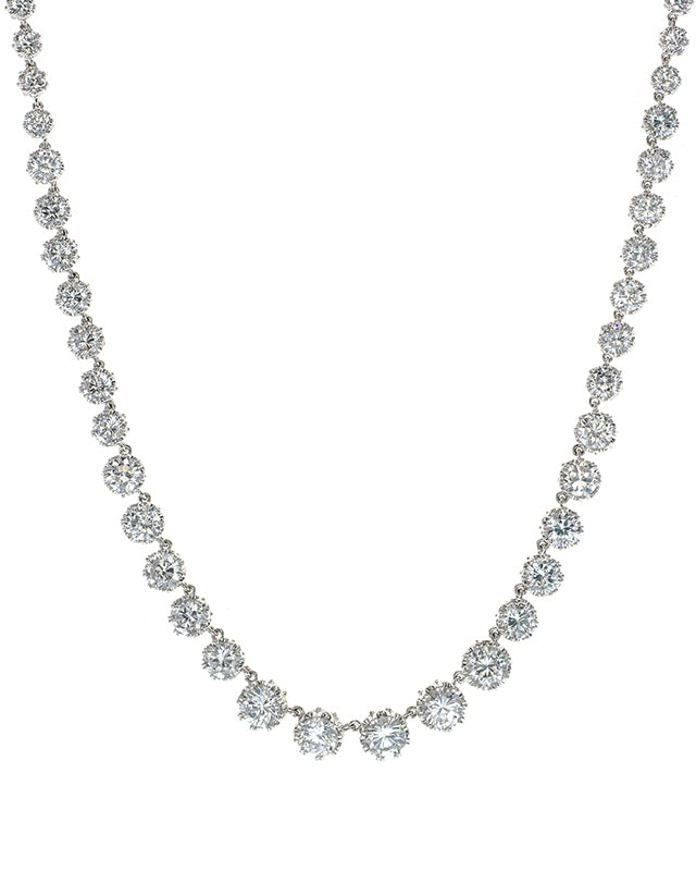 Round CZ Crown Setting Necklace in Gunmetal