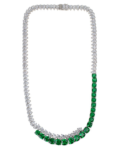 Emerald CZ Pear CZ Necklace