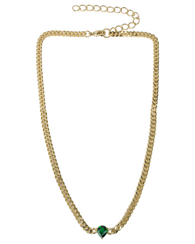Curb Chain Necklace with Round CZ