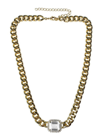 Half CZ and Half Chain Necklace