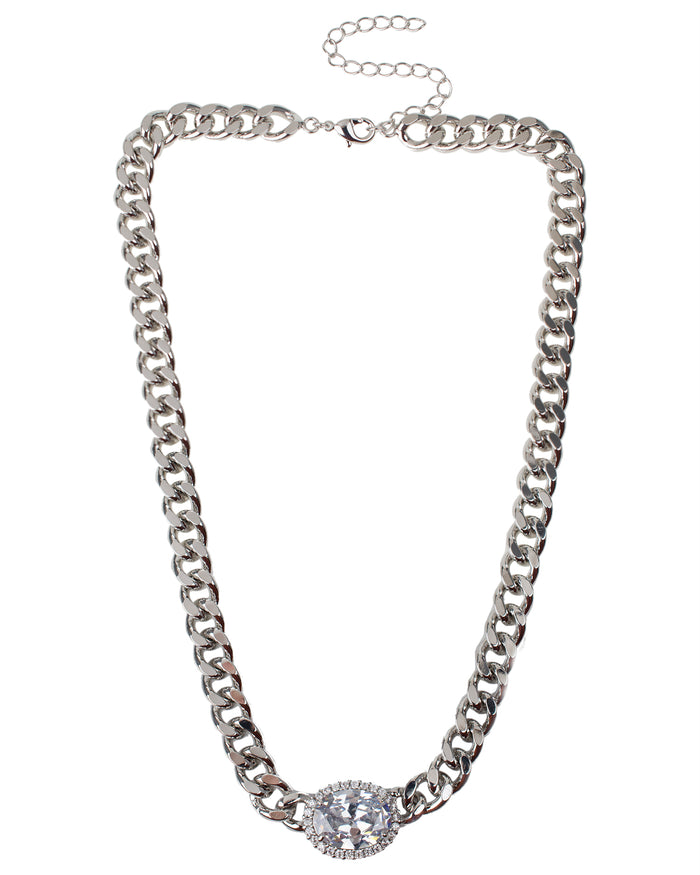 Oval CZ Chain Necklace