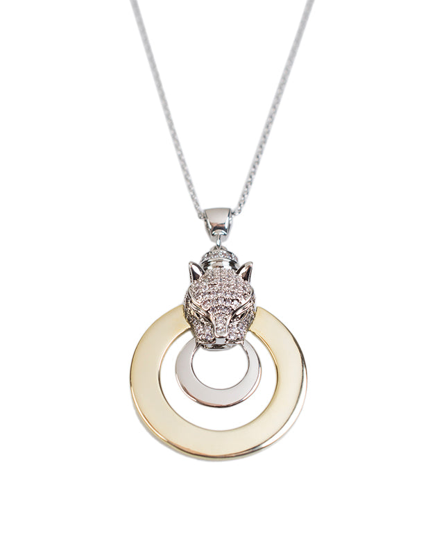 Pave Panther Circle Pendant