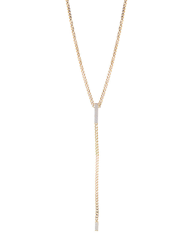 CZ Bar Curb Chain Necklace