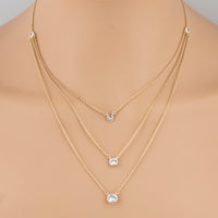 Triple Round CZ Layered Necklace