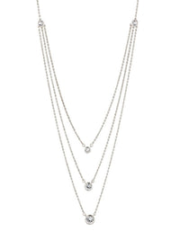 Triple Round CZ Layered Necklace