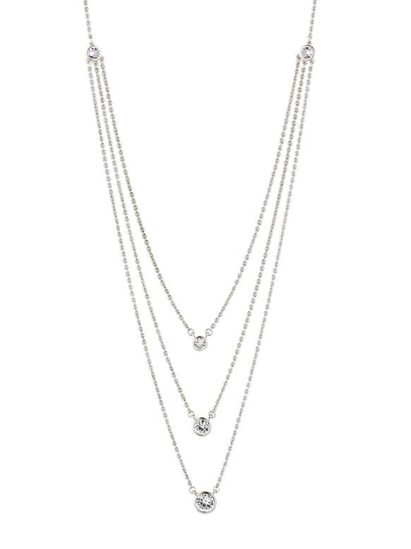 Triple Round CZ Layered Necklace