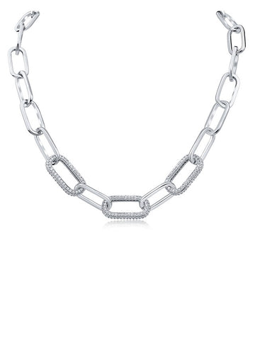 Double Stranded Chain and CZ Necklace