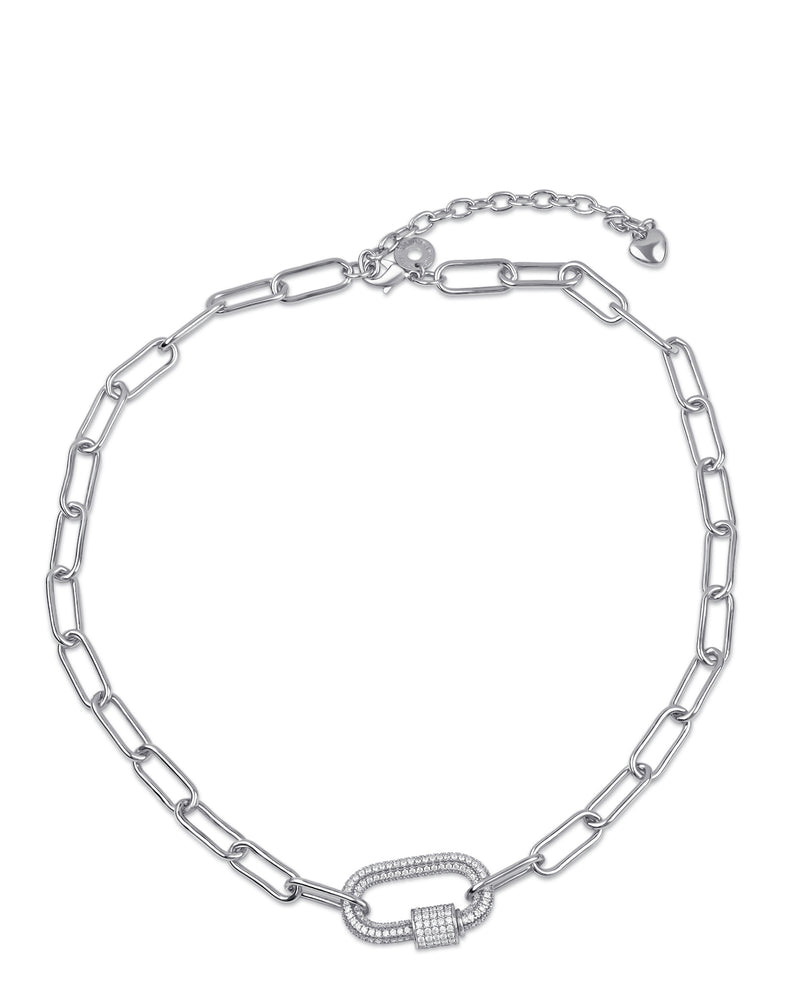 Pave Oval Chain Necklace