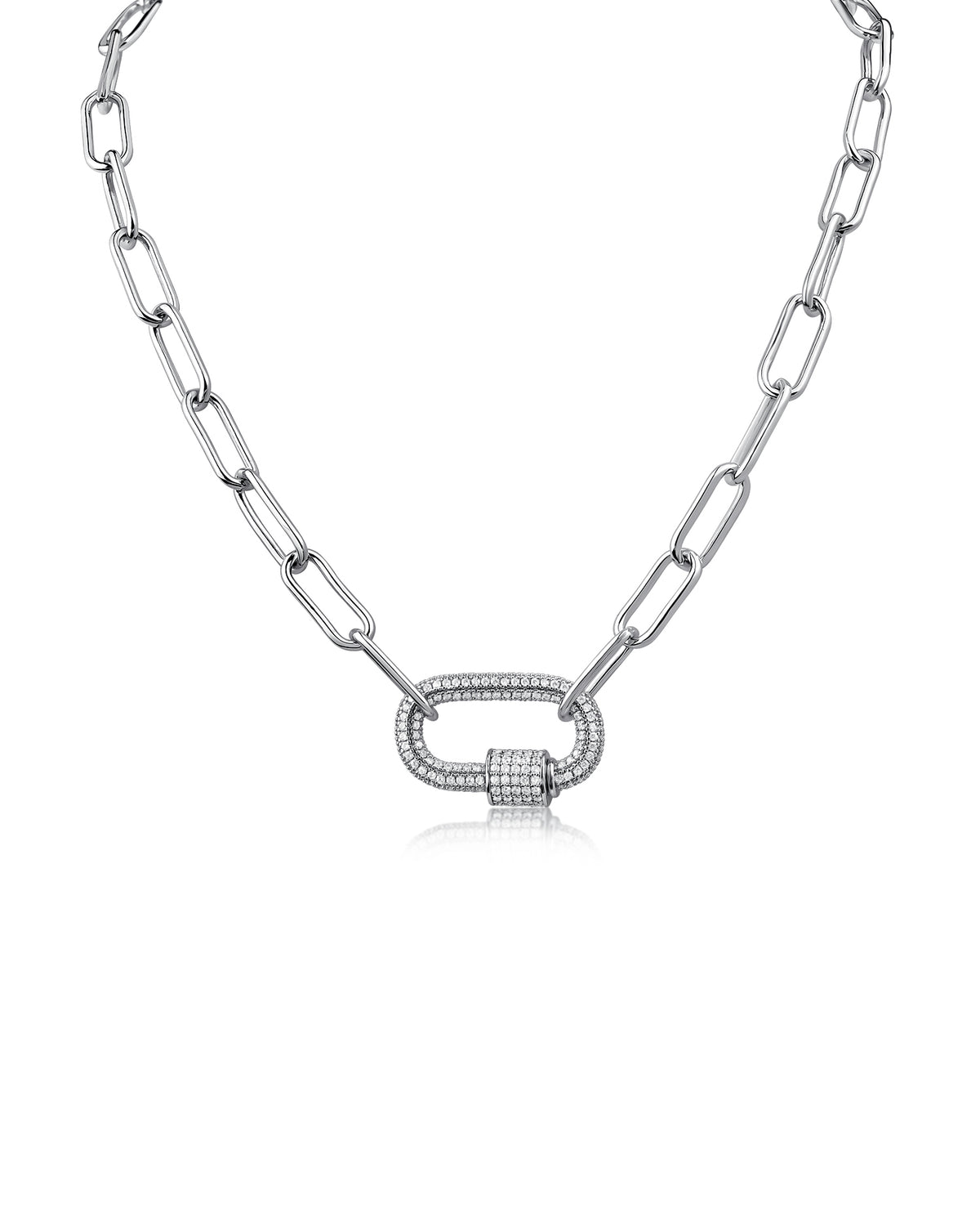 Pave Oval Chain Necklace