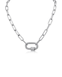 Pave Oval Chain Necklace