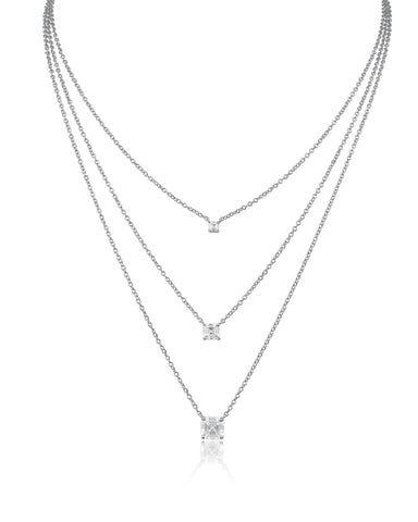 Three Layer Pave Star Necklace