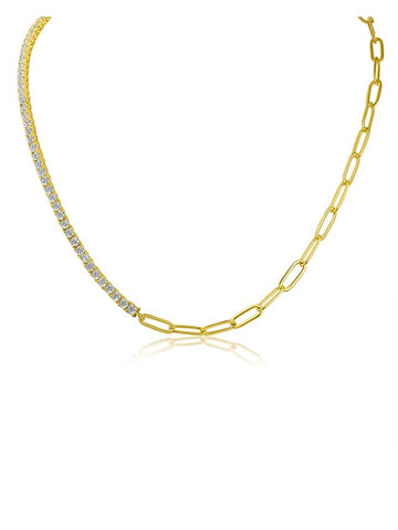 Round CZ Charm Chain Necklace
