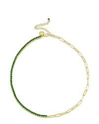 Round Emerald CZ and Chain Necklace