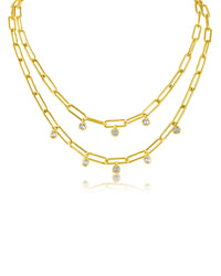 Double Stranded Chain and CZ Necklace