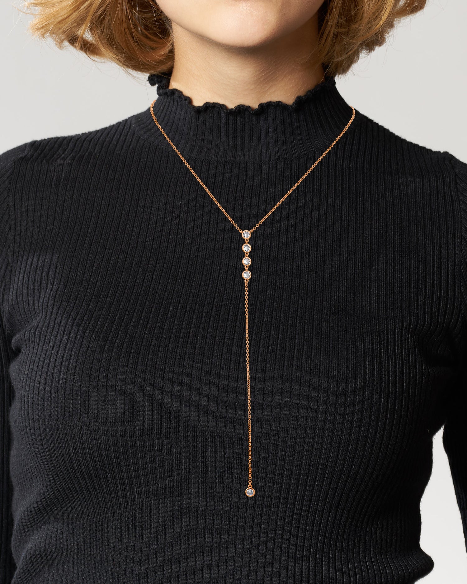 Round CZ Dainty Y-Neck