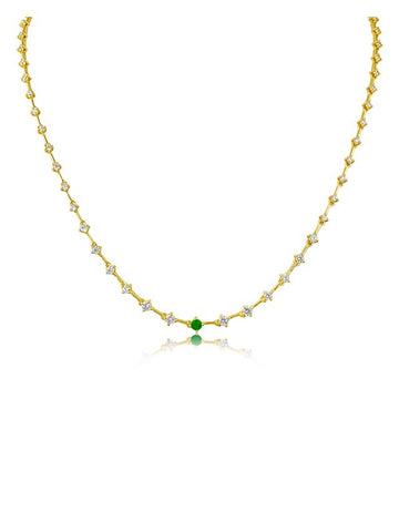 2mm Round Emerald Tennis Necklace