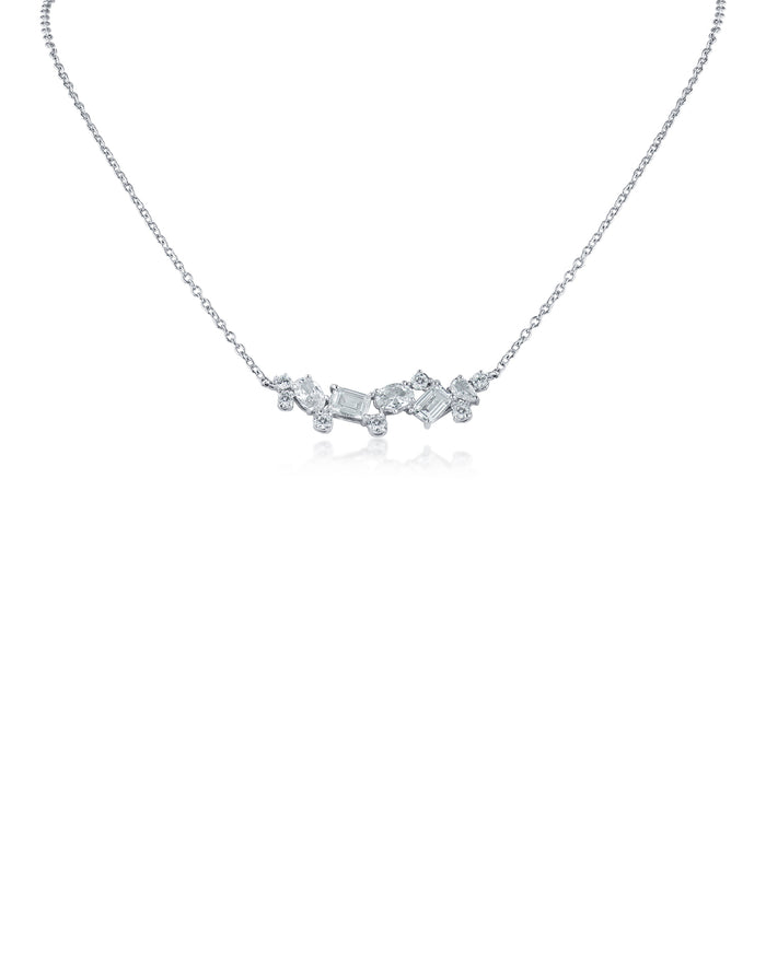 Multi CZ Shape Bar Necklace