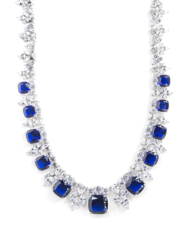 Blue Sapphire Cushion Statement Necklace