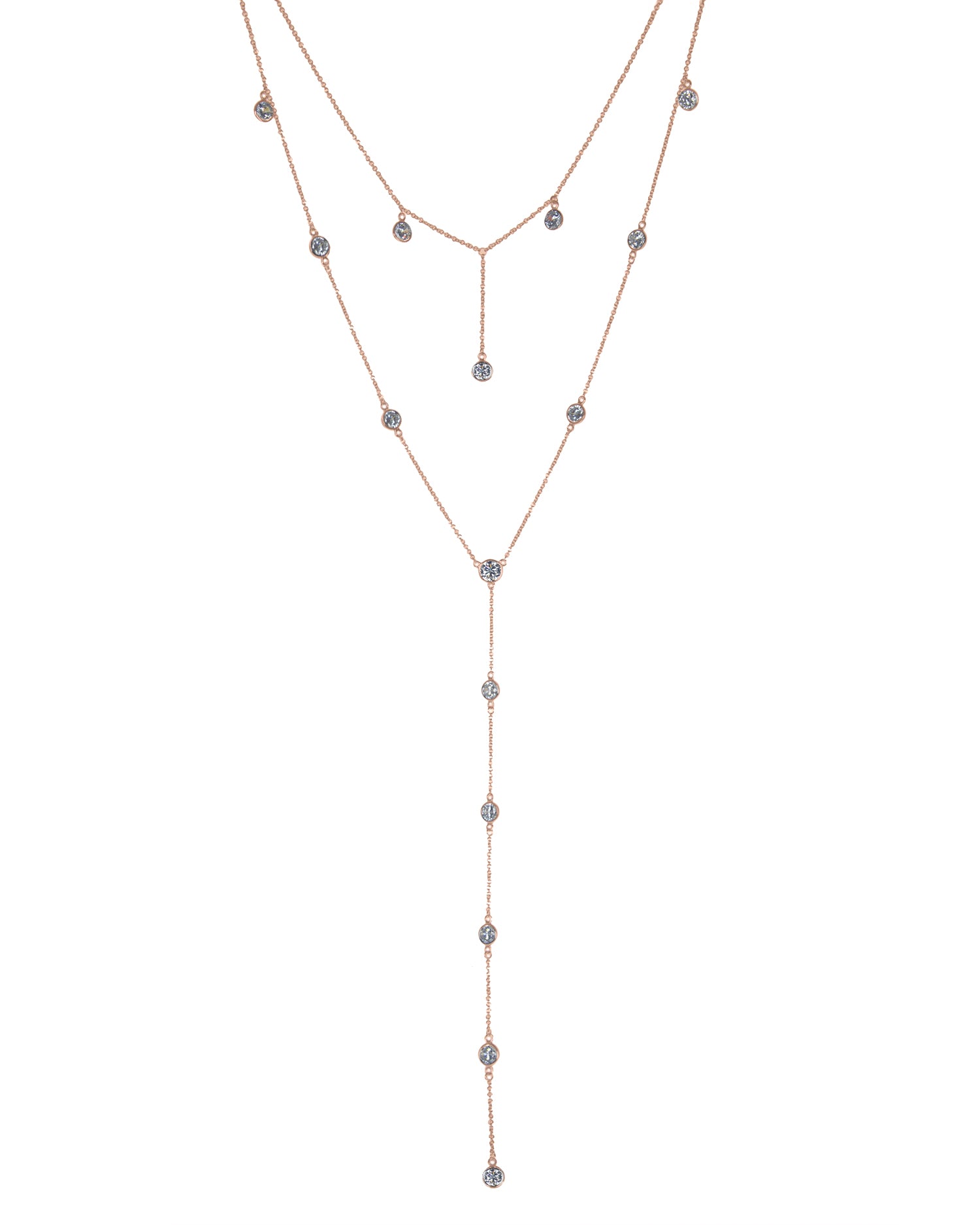 Layered Y Necklace Rose Gold
