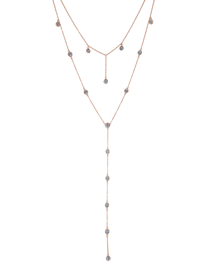 Layered Y Necklace Rose Gold