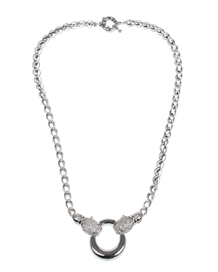 Pave Double Panther Necklace