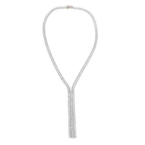 Double Pave Clasp Pearl Necklace