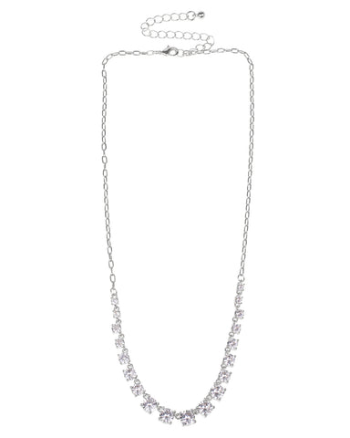 Double Pave Clasp Pearl Necklace