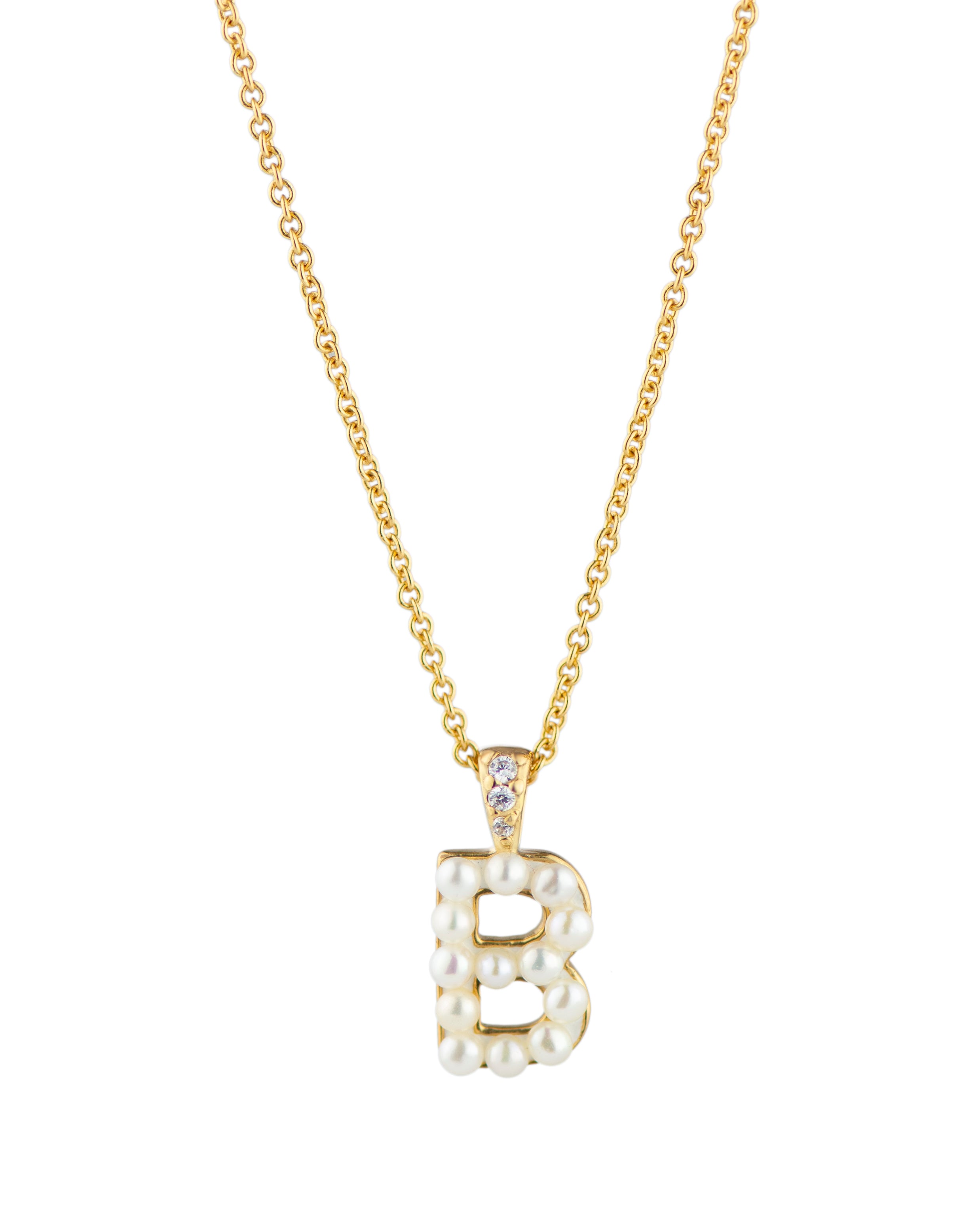 Freshwater Pearl Initial "B" Necklace