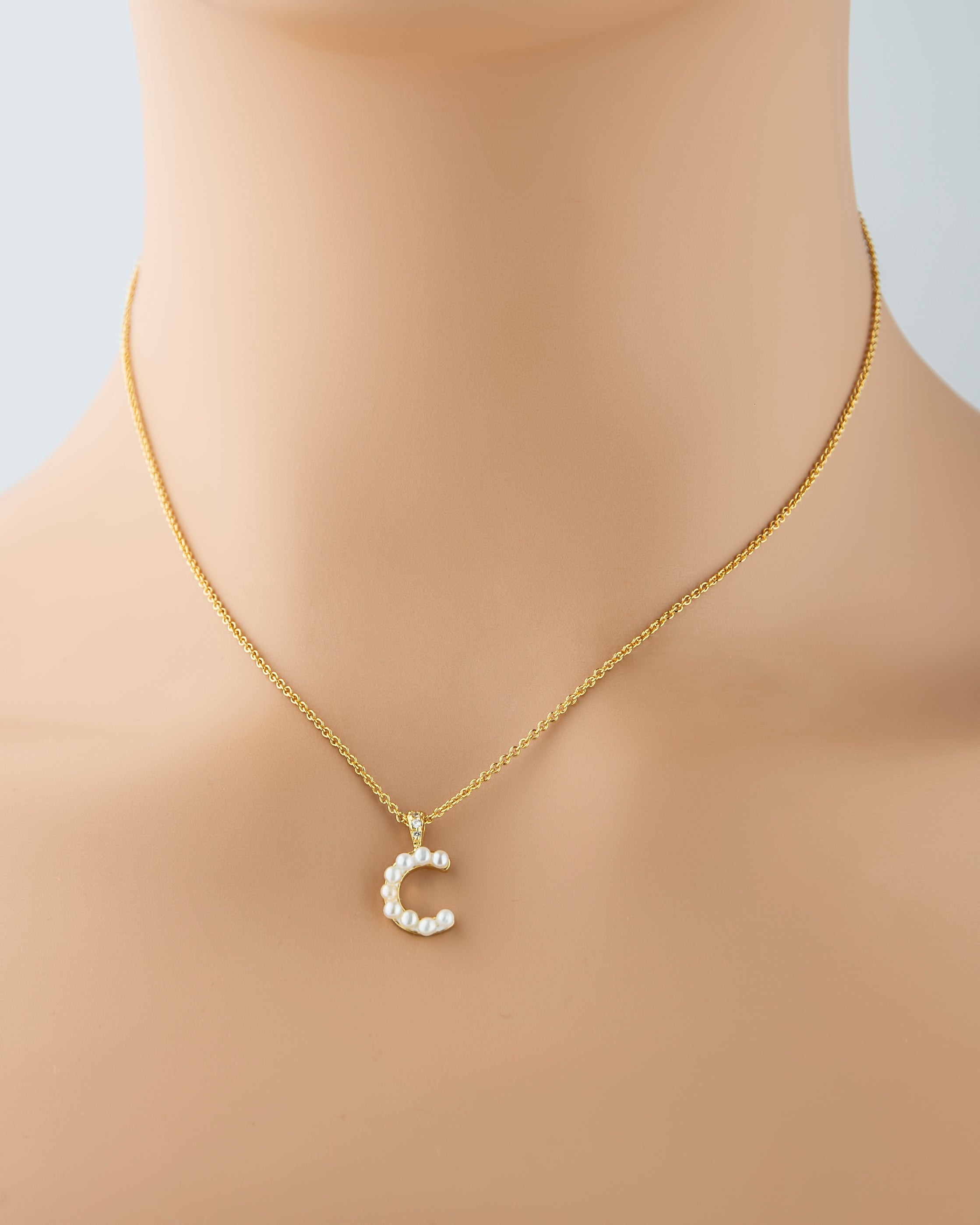 Freshwater Pearl Initial "C" Necklace