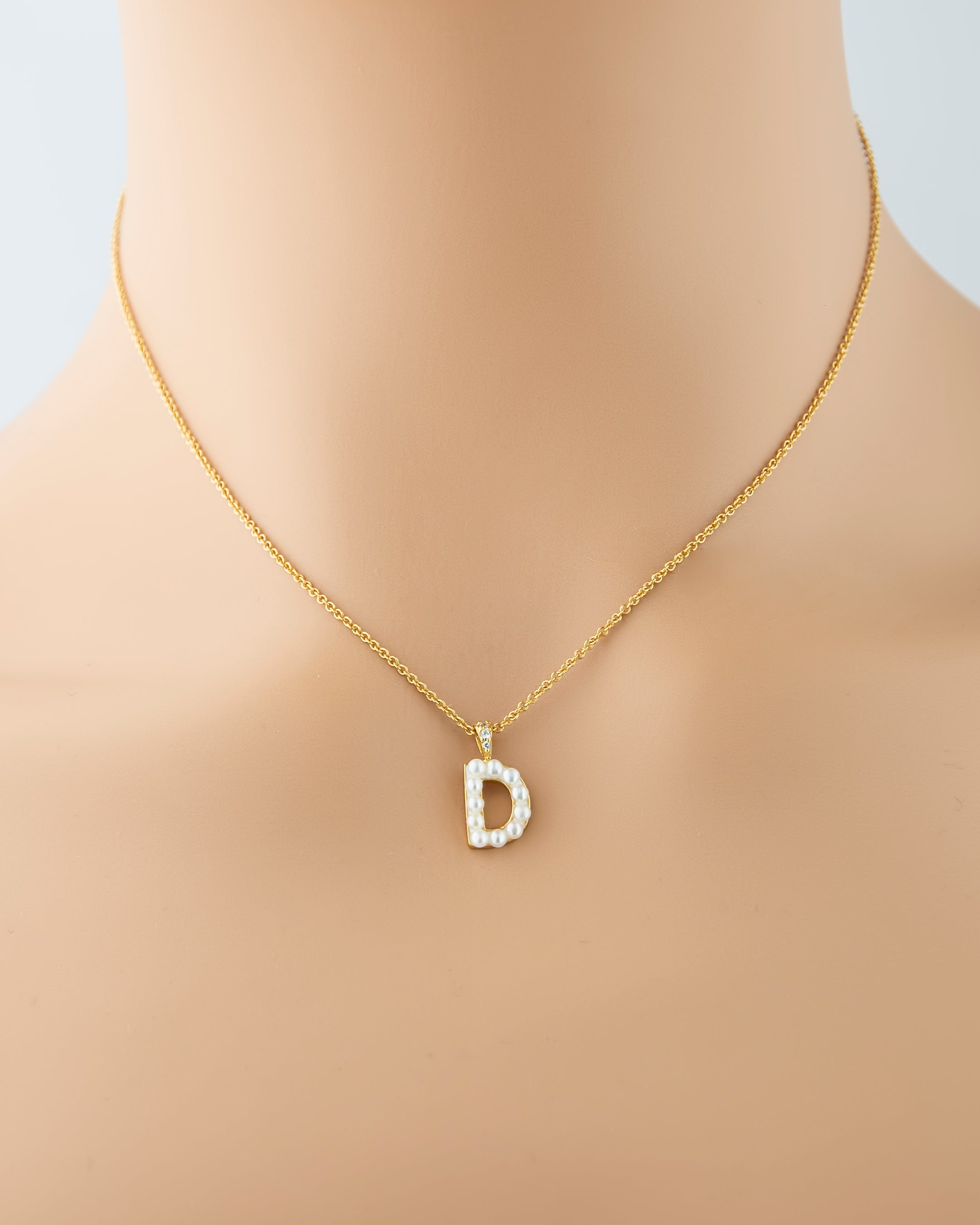 Freshwater Pearl Initial "D" Necklace