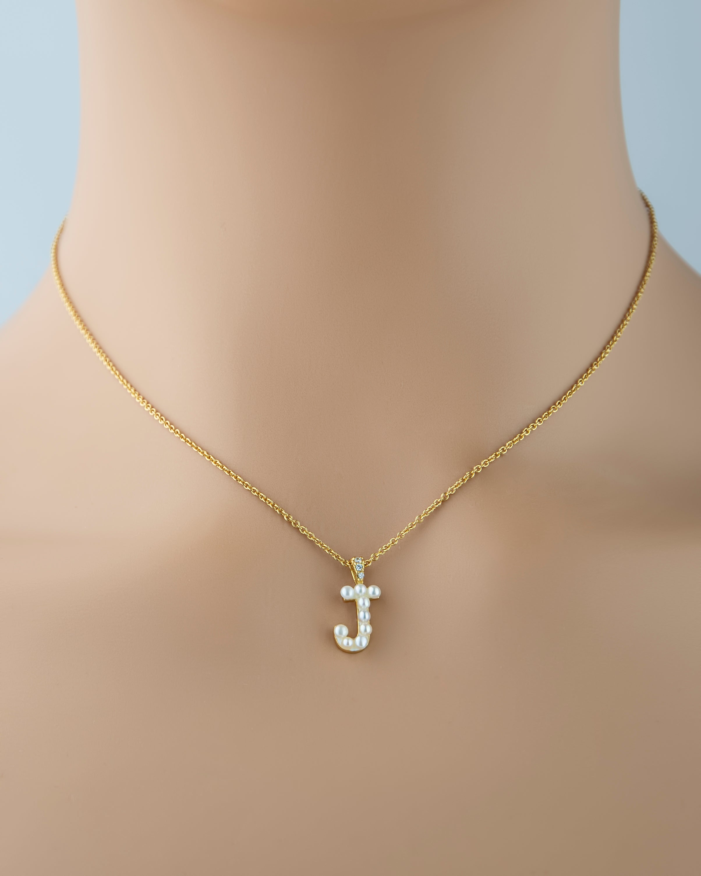 Freshwater Pearl Initial "J" Necklace