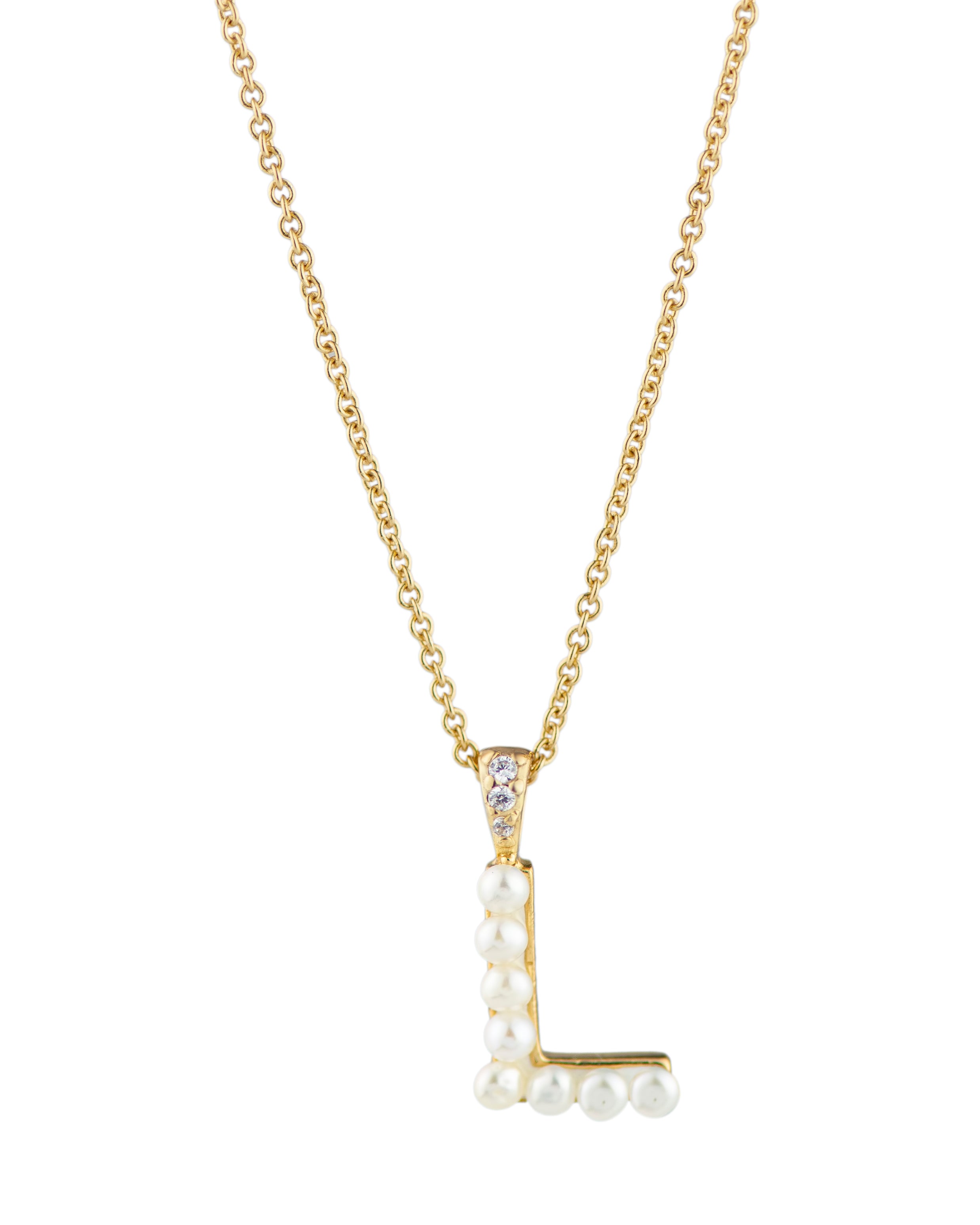 Freshwater Pearl Initial "L" Necklace