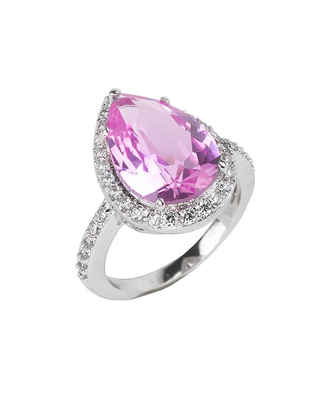 Pink Pear CZ Ring