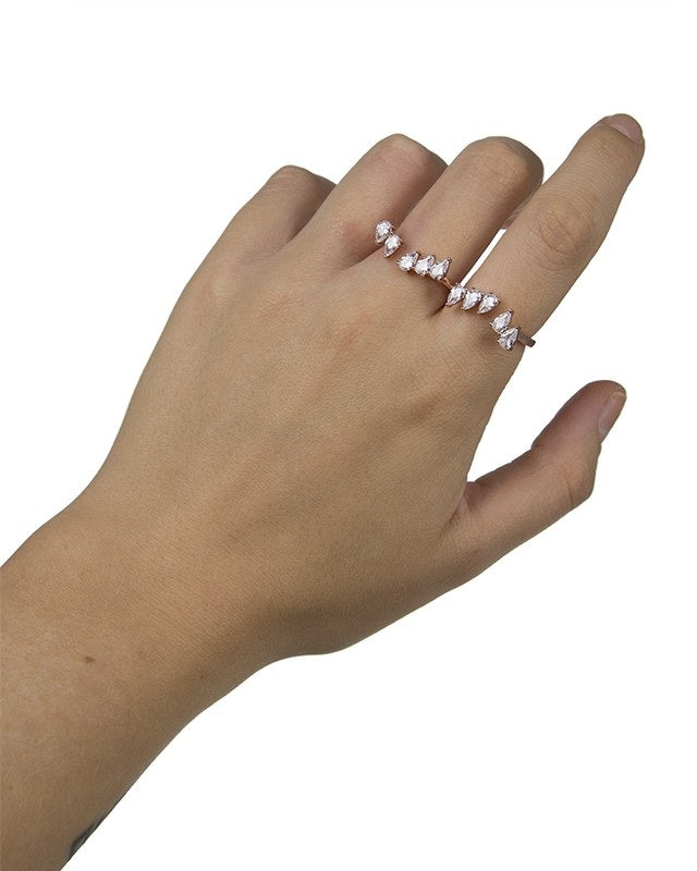 Floating CZ Double Finger Ring